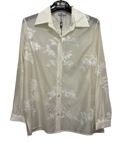 Camicia Ricami Luisa - Perla Oversize Camicie e Bluse donna POLUISA