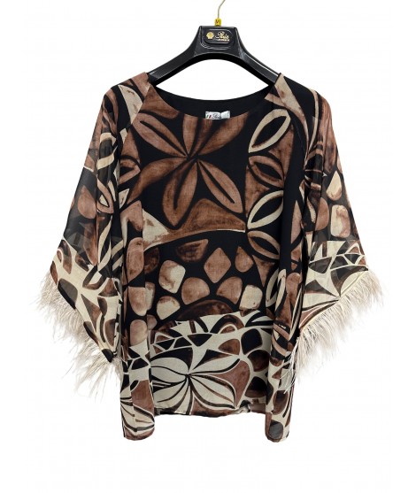 Bluse Fantasia Piume - Perla Oversize Camicie e Bluse donna POPIUME