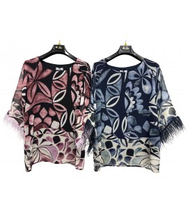 Bluse Fantasia Piume - Perla Oversize Camicie e Bluse donna POPIUME