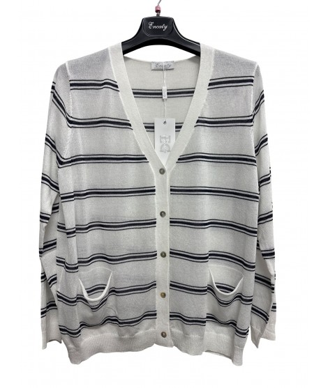 Cardigan Righe M2516 - Encaty Maglieria e t-shirt donna ECM2516