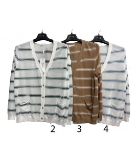 Cardigan Righe M2516 - Encaty Maglieria e t-shirt donna ECM2516