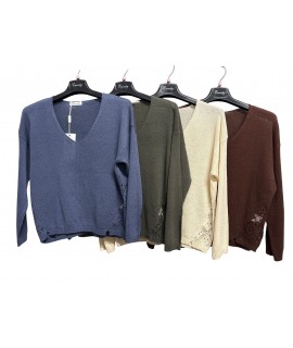 Maglia Ricami M3568 - Encaty Maglieria e t-shirt donna ECM3568