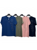 T-shirt Fiore Strass D1080 - Encaty Maglieria e t-shirt donna ECD1080