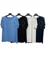 Maglia Fantasia Foglie AS77611 - Encaty Maglieria e t-shirt donna ECAS77611