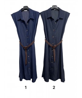 Vestito Smanicato Chambray LE872 - Encaty Vestiti e abiti  ECLE872