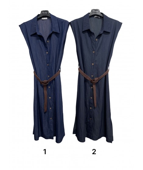 Vestito Smanicato Chambray LE872 - Encaty Vestiti e abiti  ECLE872