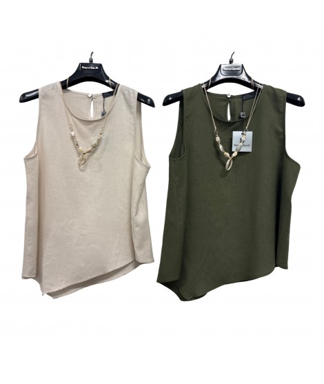 Top Puro Lino 25309 - Bianca Ghirelli Top e canotte BG25309