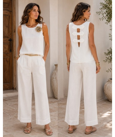 Canotta Puro Lino 25313 - Bianca Ghirelli Top e canotte BG25313