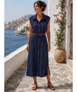 Vestito Smanicato Chambray LE872 - Encaty Vestiti e abiti  ECLE872