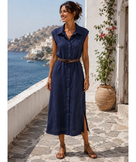 Vestito Smanicato Chambray LE872 - Encaty Vestiti e abiti  ECLE872
