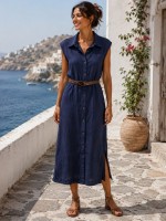 Vestito Smanicato Chambray LE872 - Encaty Vestiti e abiti  ECLE872
