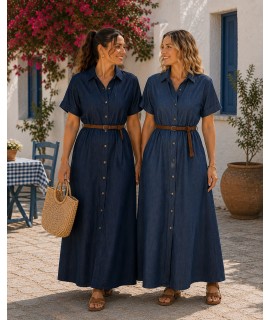 Vestito Chambray BLE213 - Encaty Vestiti e abiti  ECBLE213