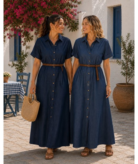 Vestito Chambray BLE213 - Encaty Vestiti e abiti  ECBLE213