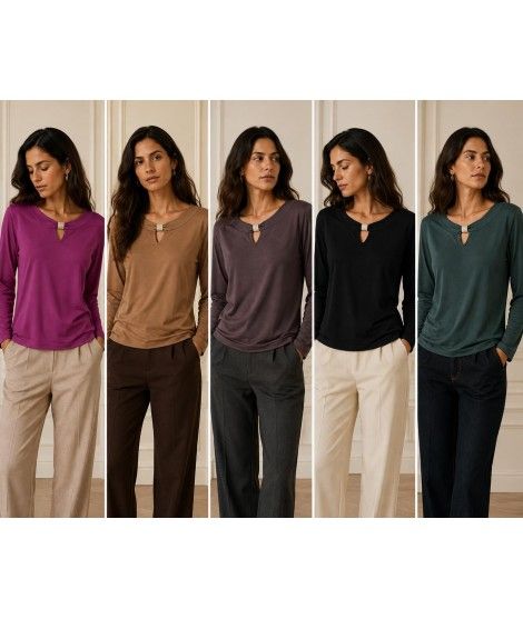 Maglia Tinta Unita F206 - Bianca Ghirelli Maglieria e t-shirt donna BGF206