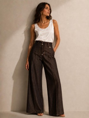 Pantaloni Jeansati Santorini - Perla Oversize Pantaloni donna POSANTORINI