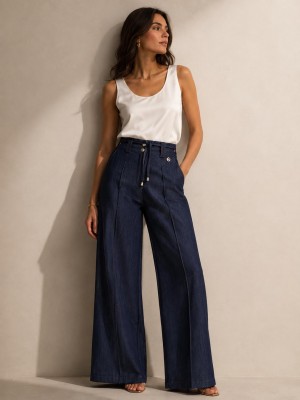 Pantaloni Jeansati Santorini - Perla Oversize Pantaloni donna POSANTORINI