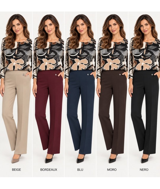 Pantaloni Tinta Unita Benedetta - Perla Oversize Pantaloni donna POBENEDETTA