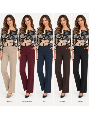 Pantaloni Tinta Unita Benedetta - Perla Oversize Pantaloni donna POBENEDETTA
