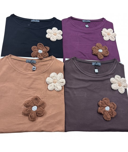 Maglia Fiori F253 - Bianca Ghirelli Maglieria e t-shirt donna BGF253