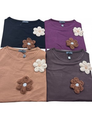Maglia Fiori F253 - Bianca Ghirelli Maglieria e t-shirt donna BGF253