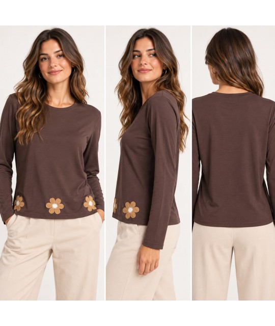 Maglia Fiori F249 - Bianca Ghirelli Maglieria e t-shirt donna BGF249