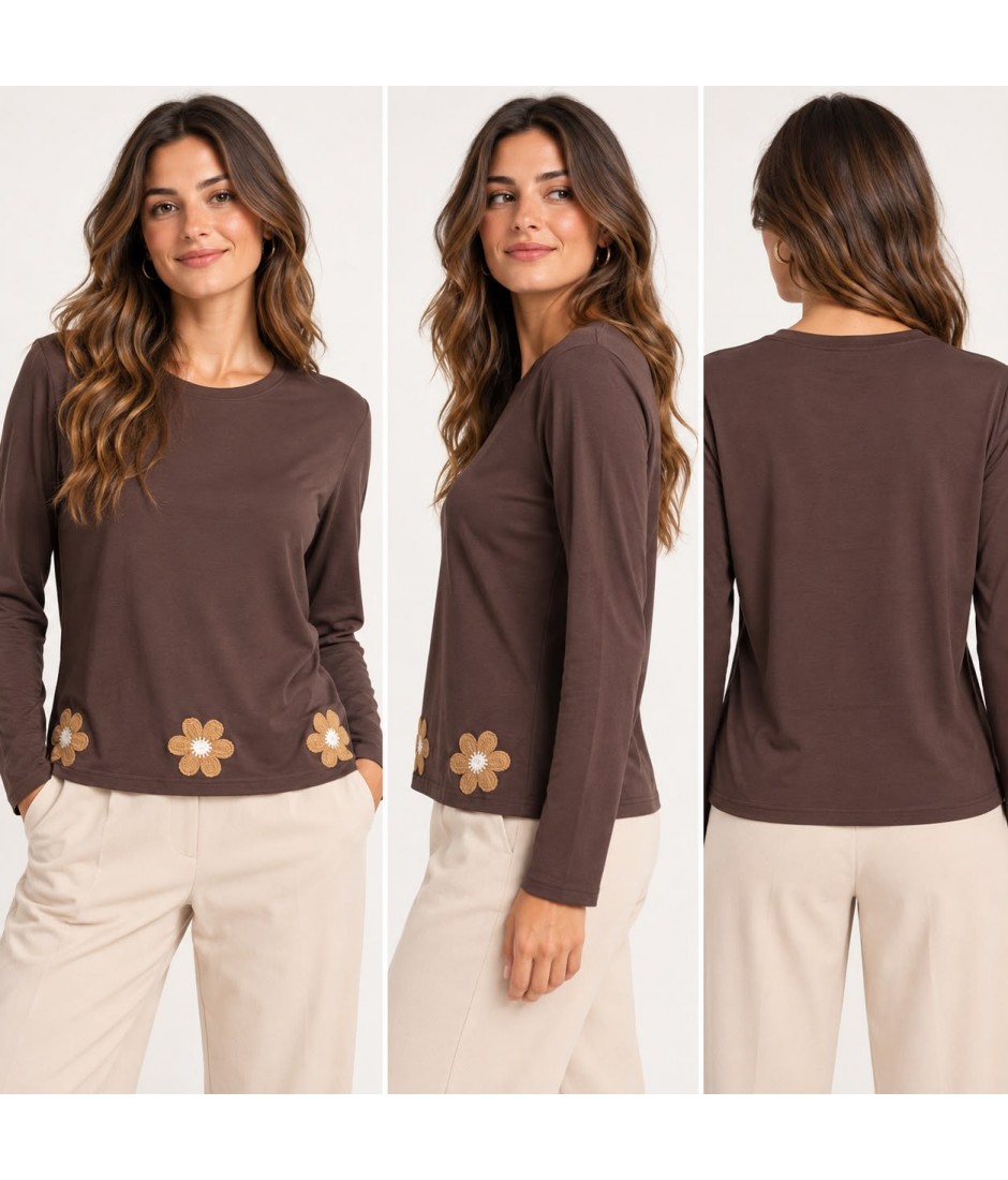 Maglia Fiori F249 - Bianca Ghirelli Maglieria e t-shirt donna BGF249