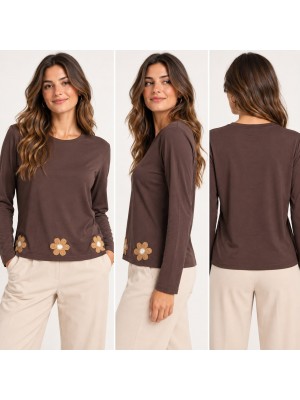 Maglia Fiori F249 - Bianca Ghirelli Maglieria e t-shirt donna BGF249