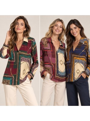 Casacca Fantasia Colombia - Perla Oversize Camicie e Bluse donna POCOLOMBIA