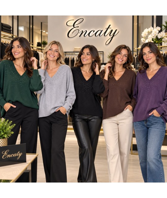 Maglia Strass GB1238 - Encaty Maglieria e t-shirt donna ECGB1238