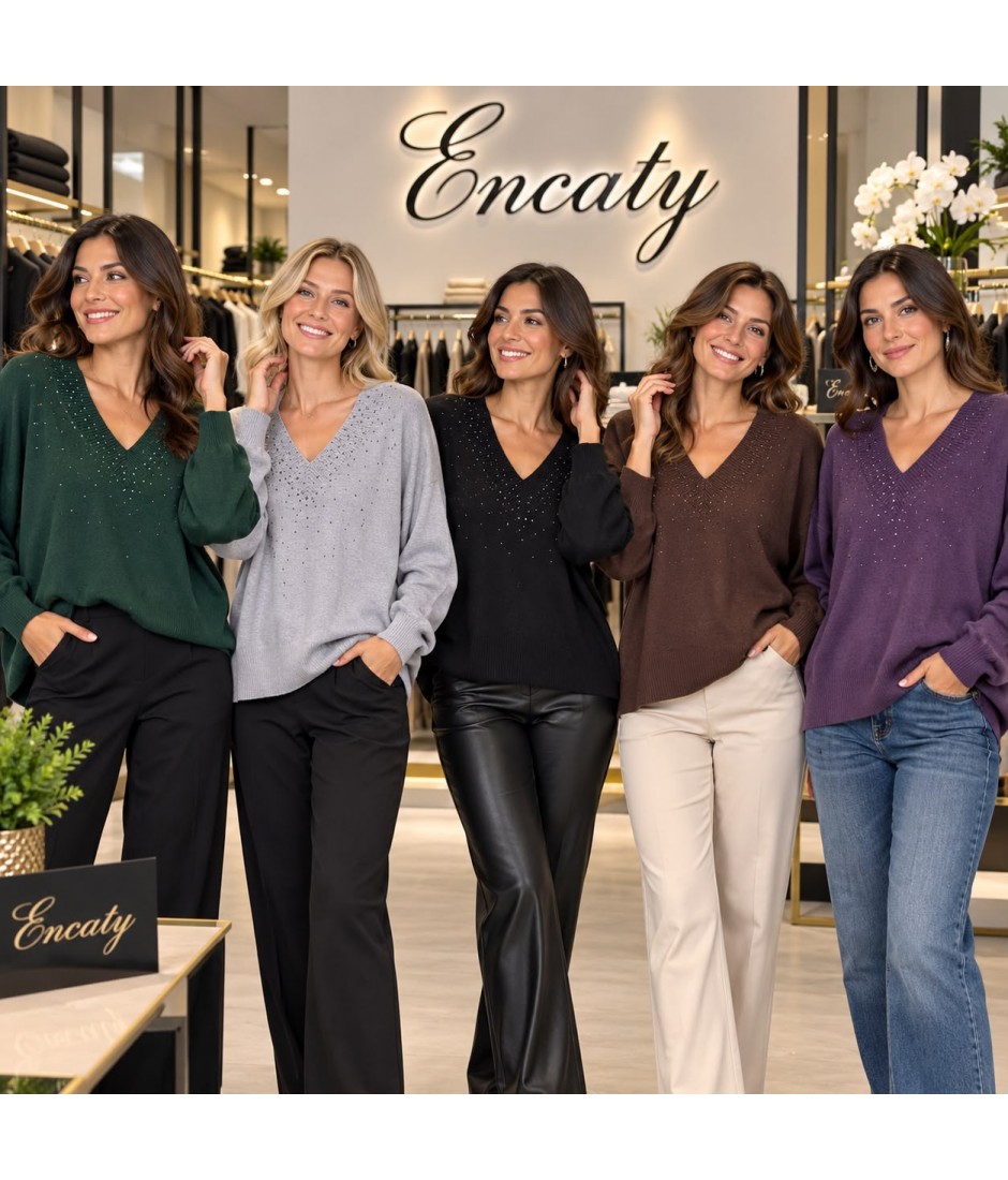 Maglia Strass GB1238 - Encaty Maglieria e t-shirt donna ECGB1238