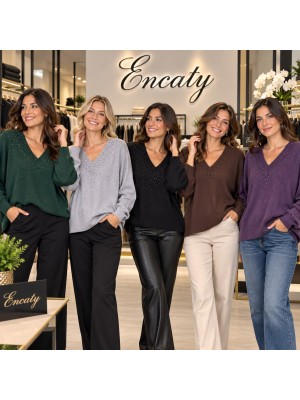 Maglia Strass GB1238 - Encaty Maglieria e t-shirt donna ECGB1238