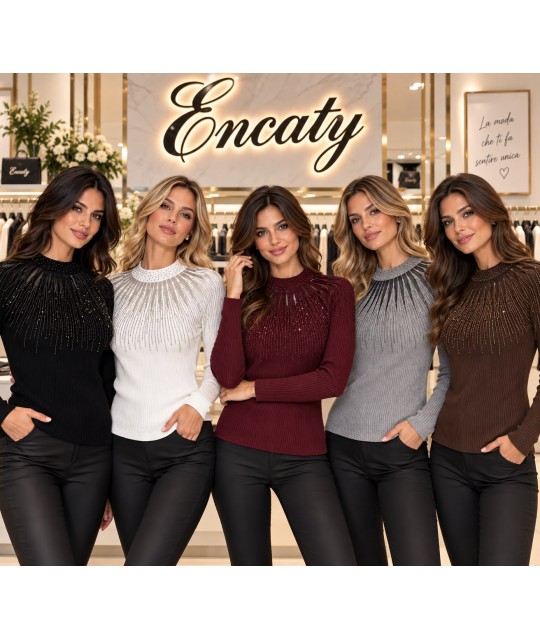 Maglia Strass 1393 - Encaty Maglieria e t-shirt donna EC1393