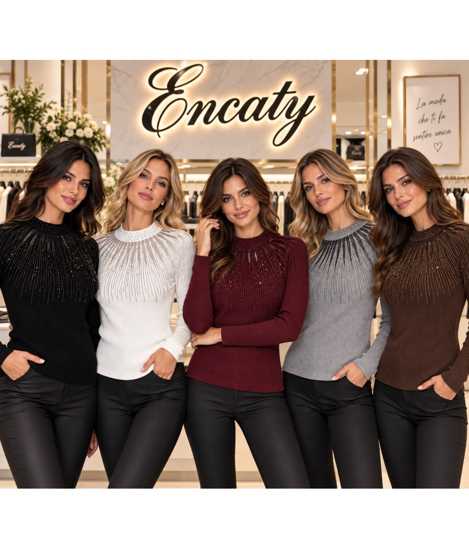 Maglia Strass 1393 - Encaty Maglieria e t-shirt donna EC1393