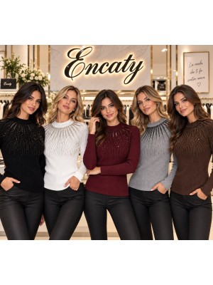 Maglia Strass 1393 - Encaty Maglieria e t-shirt donna EC1393