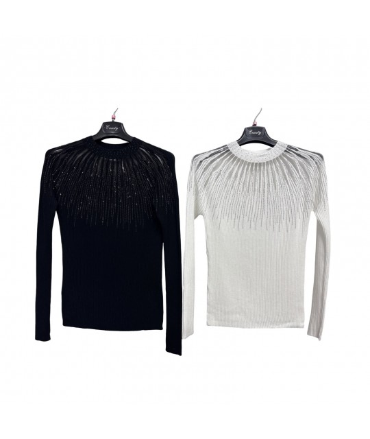 Maglia Strass 1393 - Encaty Maglieria e t-shirt donna EC1393