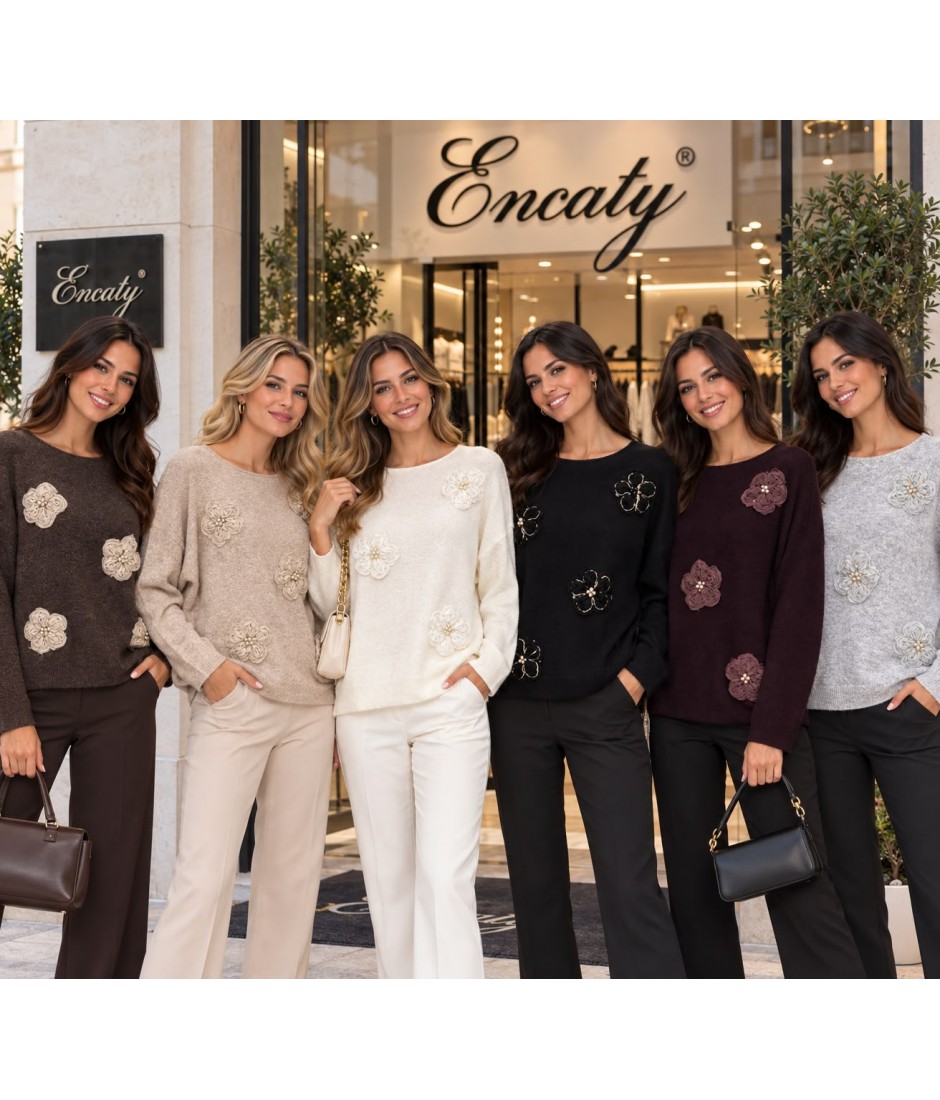 Maglia Fiori WN83185 - Encaty Maglieria e t-shirt donna ECWN83185
