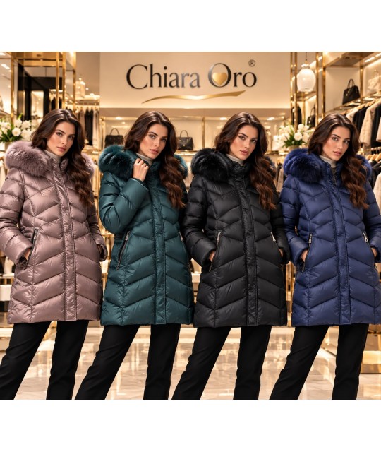 Giubbotto Pelliccia Eco Valentina Long - Chiara Oro Cappotti e giubbotti COVALENTINALONG