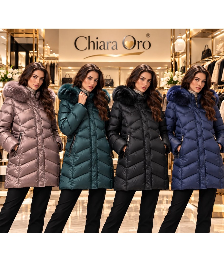 Giubbotto Pelliccia Eco Valentina Long - Chiara Oro Cappotti e giubbotti COVALENTINALONG