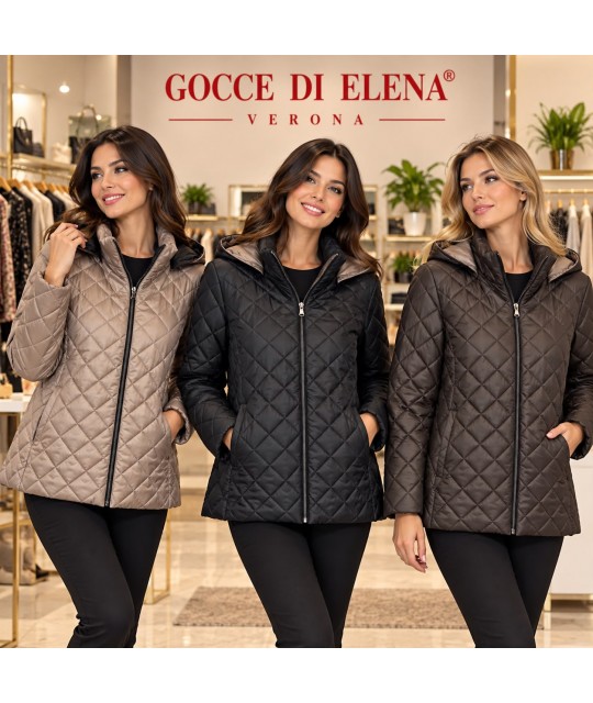 Husky Curvy con Cappuccio Macina - Gocce di Elena Cappotti e giubbotti GDEMACINA