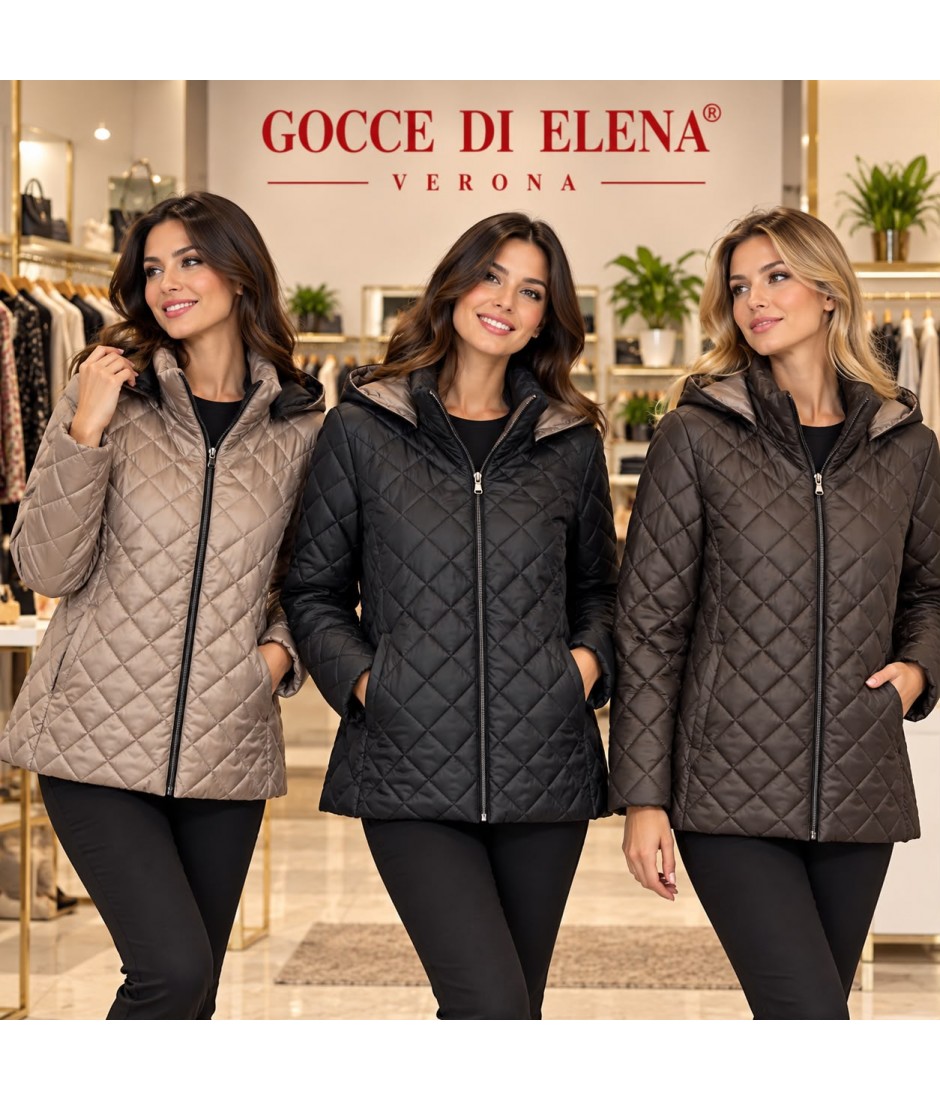 Husky Curvy con Cappuccio Macina - Gocce di Elena Cappotti e giubbotti GDEMACINA