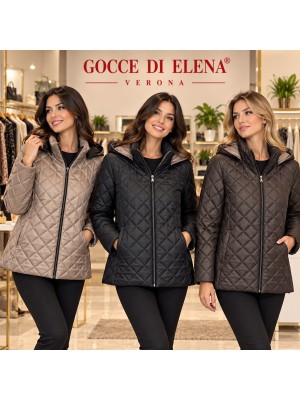 Husky Curvy con Cappuccio Macina - Gocce di Elena Cappotti e giubbotti GDEMACINA